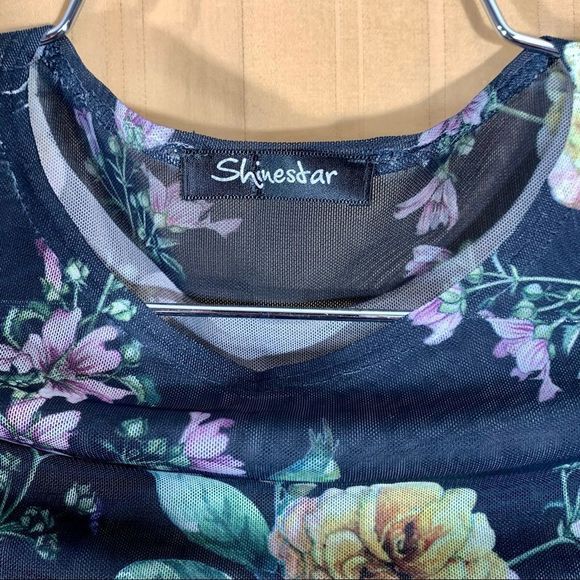 🌟 Shinestar Sheer Mesh Floral Bodysuit Size M - Picture 5 of 5